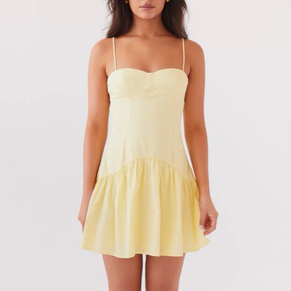 Peppermayo Yellow Mini Sundress Spaghetti Strap Sweetheart